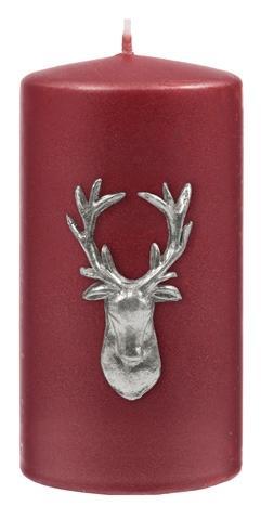 Kenneth Turner Stag Pillar Candle - Red