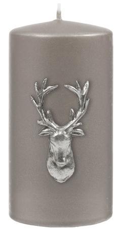 Kenneth Turner Stag Pillar Candle - Silver