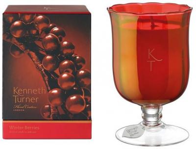 Kenneth Turner Candle in Stem Vase - Winter Berries